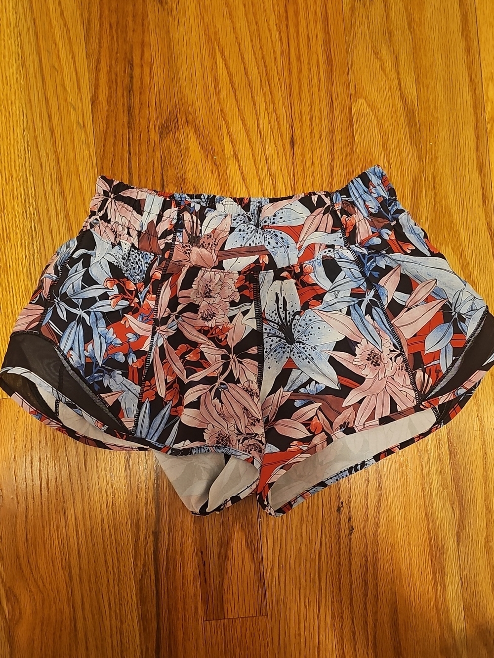 lululemon athletica Floral Athletic Shorts - Black, Pink & Blue